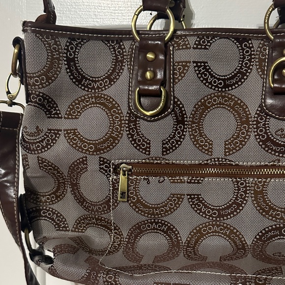 Coach Dark Brown Signature Shoulder Bag - Picture 10 of 16